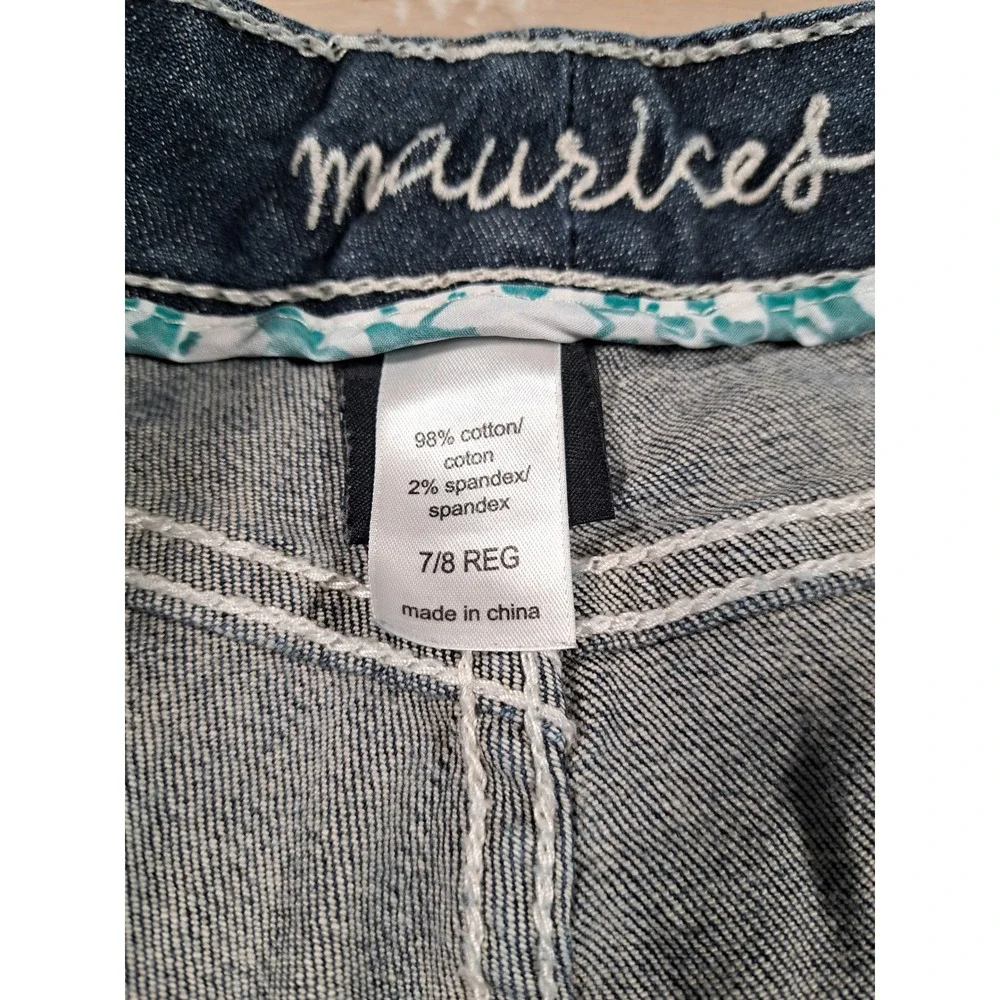 Maurices Womens Bootcut Jeans Medium Wash Contrast Thick Stitch Blue Sz 7/8 REG - Picture 3 of 7